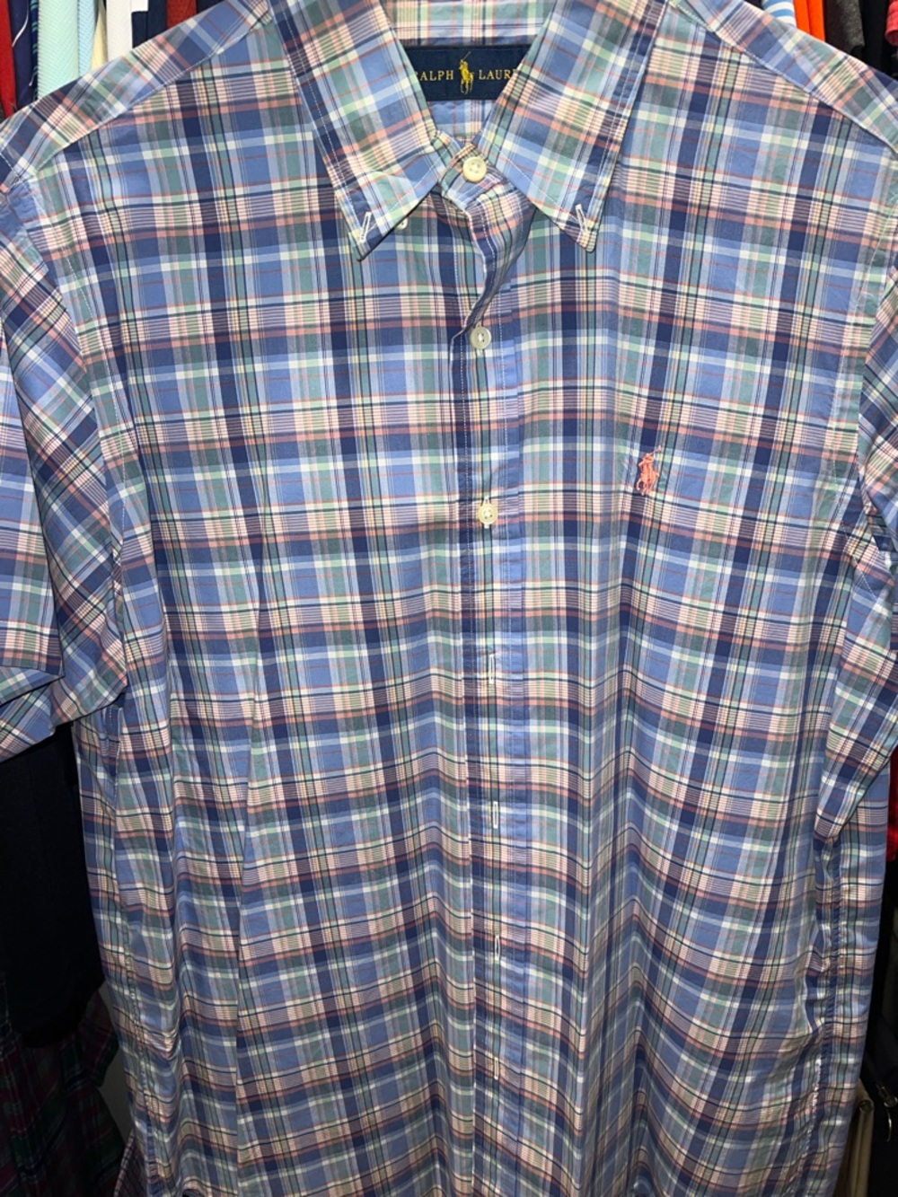 Ralph Lauren Blue and Pink Plaid Button-Down Shirt